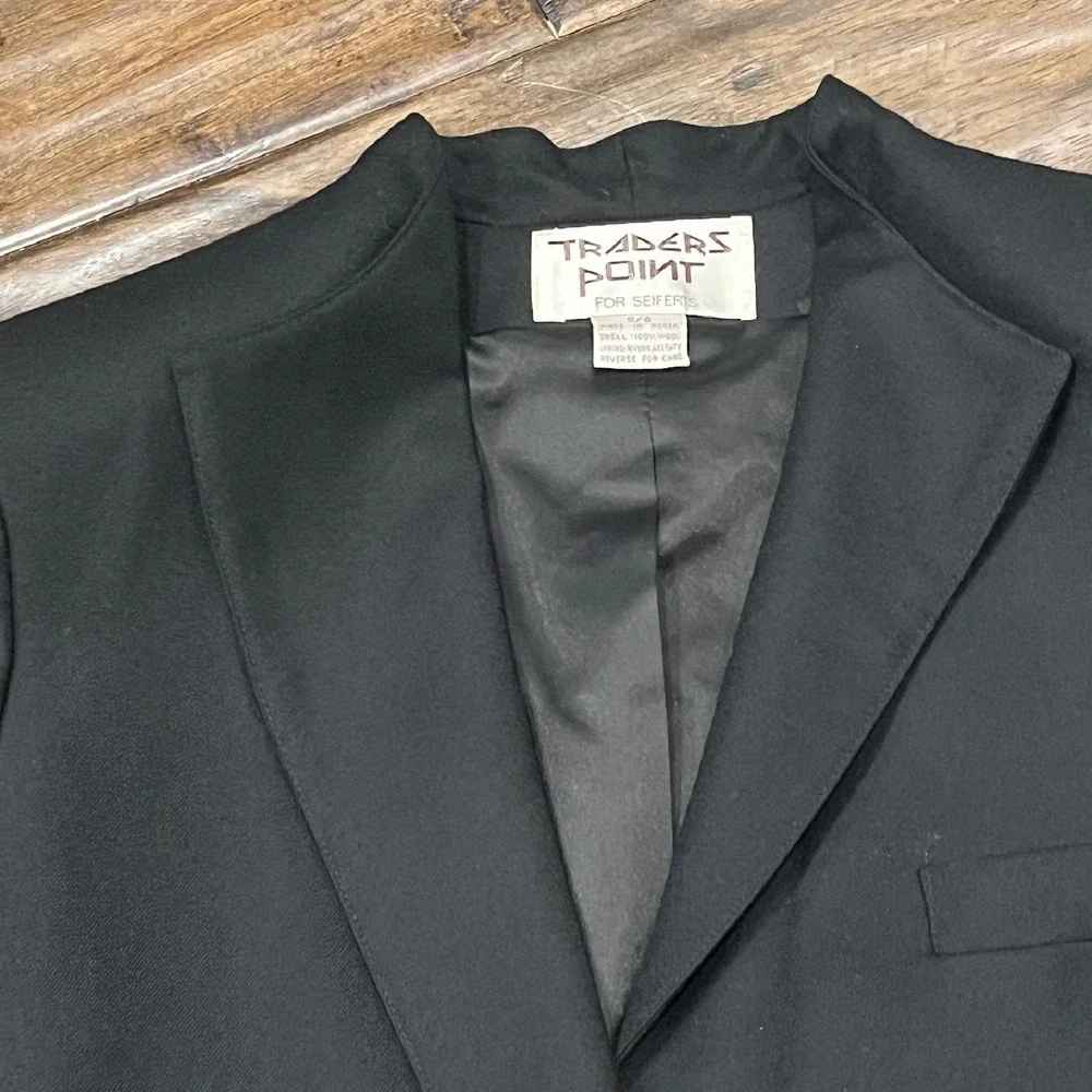 Traders Point Womens VINTAGE Wool Pencil Skirt Suit Set Blazer‎ Korea Black 5/6